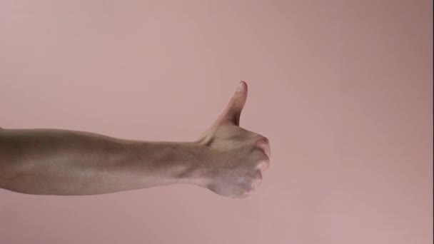 Extensão Rápida Mão Vista Lateral Punho Aos Polegares Para Cima — Vídeo de Stock