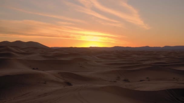 Colorful Sunset Desert Dunes Merzouga Morocco — Vídeo de Stock