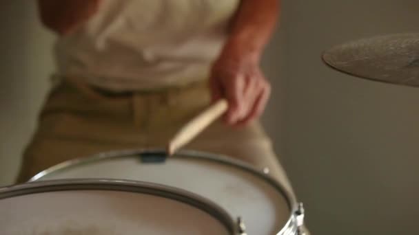 Drummer Practicing Hit Hat Snare Rudiments — Stock video