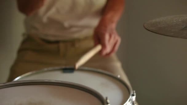 Drummer Practicing Hit Hat Snare Rudiments — Stock Video