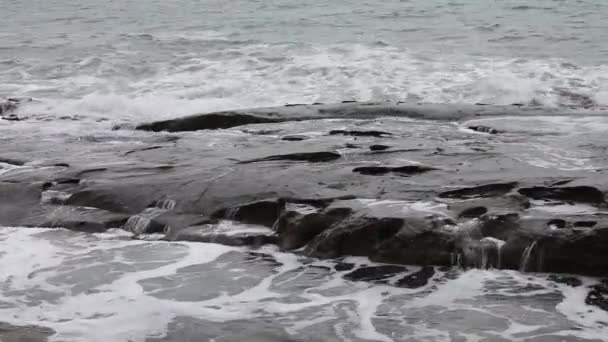 Ocean Waves Crashing Seaside Rocks — Vídeo de Stock