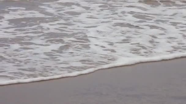 Lapping Waves Shoreline Bubbling Foam Ocean Water Ebbs Flows — Vídeo de stock