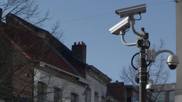 Security Cameras Observing Every Move Street — Vídeos de Stock