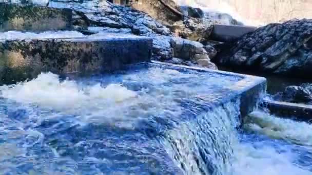 Close View Salmon Ladder Rekil River Munkedal Sweden — Stock Video