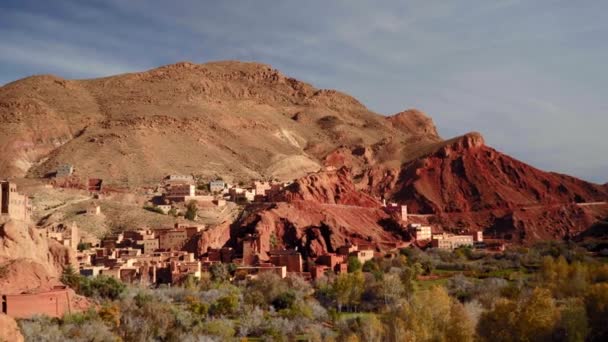 Panning Shot City Canyon Gorges Dades Morocco — Video Stock