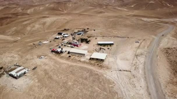 Aerial View Campsite Rashaida People Desert — Stockvideo