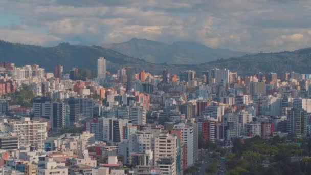 Город Кито Волшебный Час Путешествия Воздушный Вид Эквадор — стоковое видео