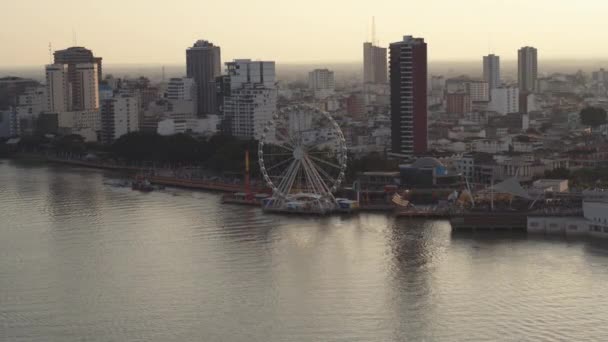 Panoramic View Guayaqui City Ecuador Travelling City River Port — Stock video