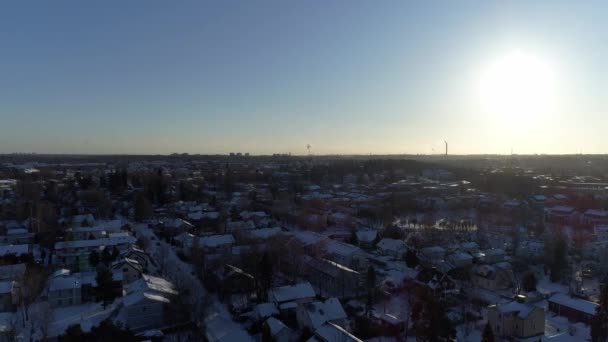 Beautiful Drone Footage Finnish City Landscape Winter Aerial Footage Arctic — Stockvideo