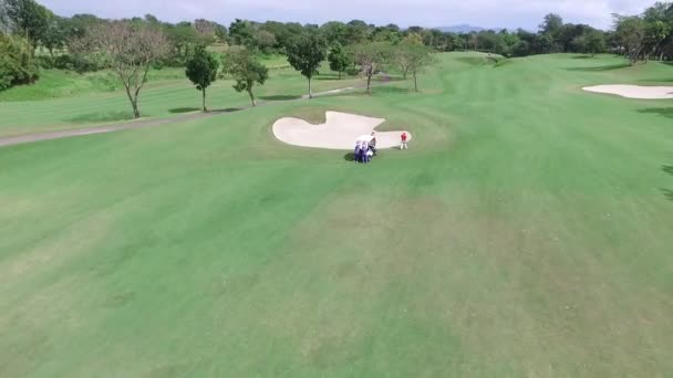 Aerial Golfers Walking Sta Elena Golf Country Club Laguna Philippines — Stockvideo