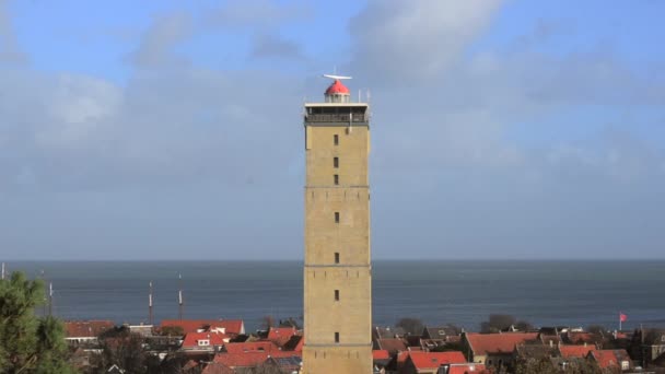 Dutch Northsea Shipping Traffic Control Center Brandaris Lighthouse Terschelling Island — 图库视频影像