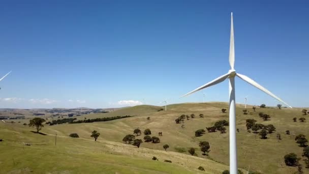 Aerial Footage Rotating Wind Turbine Wind Farm Sustainable Energy Source — Wideo stockowe