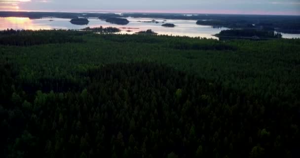 Aerial Reveal Northern Europe Skerries Lit Early Morning Sunrise Calm — Wideo stockowe