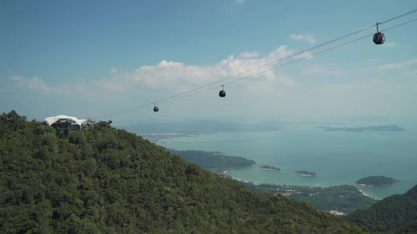 Mountain Top View Cable Cars Top Langkawi Islands Andaman Sea – Stock-video