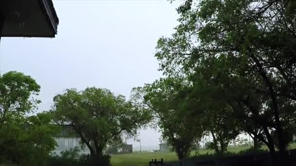 Slow Motion Rain Dripping Side House Rainy Cold Day View — Video