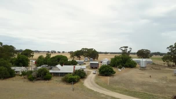 Car Truck Driving Grain Silo Farm Landscape Storage Wheat Grain — Video Stock