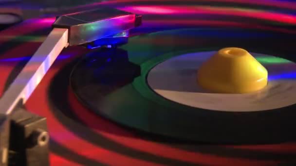 Rpm Vinyl Record Spinning Turntable Flashing Lights — Video Stock