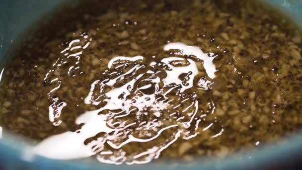 Pastry Chef Pouring Flour Bowl Slow Motion — Video Stock