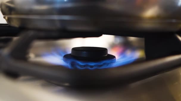 Igniting Flame Gas Stovetop Slow Motion — Stockvideo