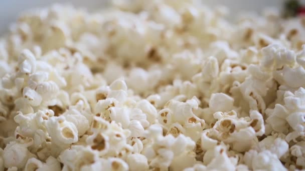 Hands Grabbing Popcorn Large Bag Slow Motion — Stockvideo