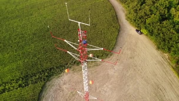 Aerial View Eddy Covariance Tower — Vídeos de Stock