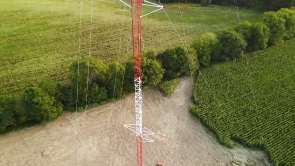 Descending Aerial View Eddy Covariance Tower — Stock video