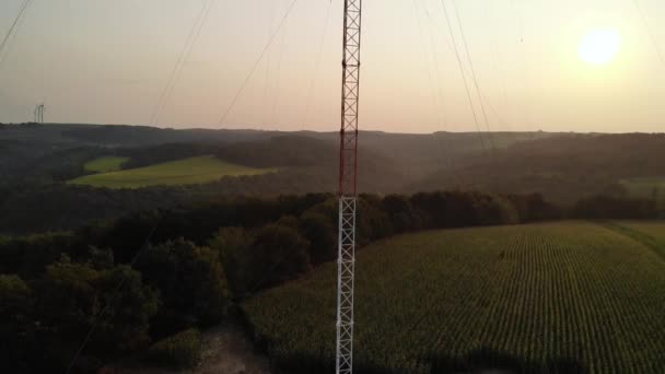 Ascending Aerial View Eddy Covariance Tower — Stock video