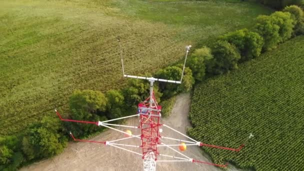 Descending Drone Shot Eddy Covariance Tower Maine United State America — Vídeos de Stock