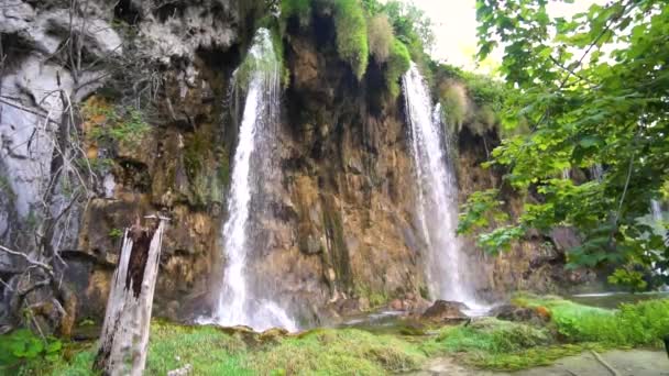 Close View Galovac Waterfall Plitvice Lakes National Park Central Croatia — Stok video