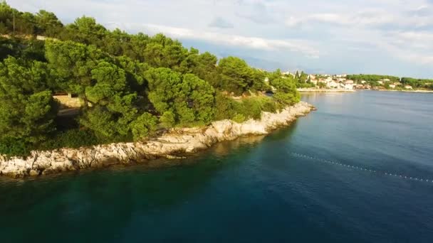 Aerial Drone Shot Treeline Selca Island Brac Croatia Europe — Stockvideo