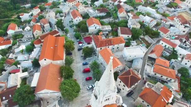 Birds Eye View Nicholas Church Surrounding Buildings Selca Croatia — Wideo stockowe
