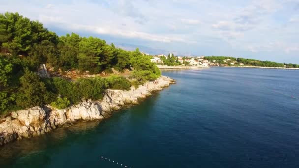 Πυροβολισμός Drone Περίπτωση Που Νησί Σέλκα Brac Κροατίας Ευρώπη — Αρχείο Βίντεο