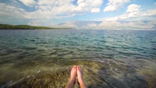 Relaxing Seashore Beach Brac Island Croatia — Stockvideo