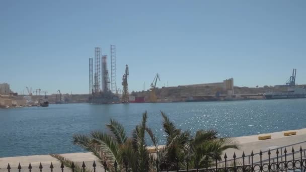 Overlooking Shipyard Kordin Malta Circa March 2019 — Stockvideo