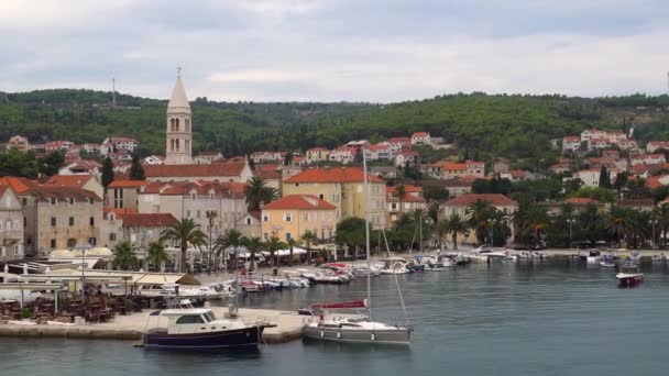 Aerial View Small Town Selca Brac Island Croatia — Vídeo de Stock