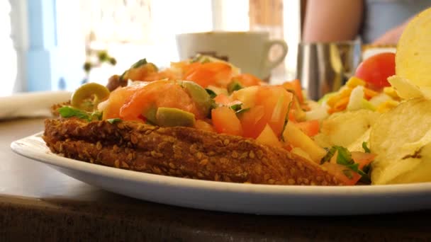 Fresh Bruschetta Food Delicacy Malta — Vídeo de Stock