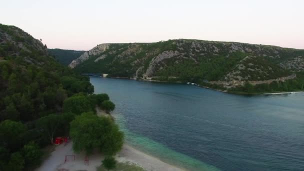 Aerial Drone Shot Bay Skradin Ibenik Knin County Croatia — Stockvideo