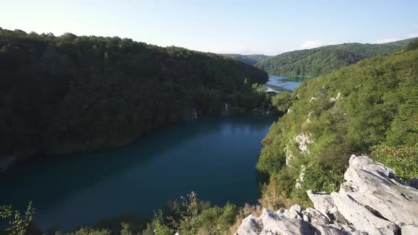 Aerial Drone Shot Kozjak Lake Plitvice National Park Central Croatia — Stock video