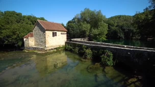 View Boat House River Kraka National Park Dalmatia Region Croatia — 图库视频影像