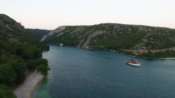 Ferry Tour Ongoing Skradin Ibenik Knin County Croatia — 图库视频影像