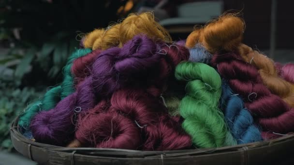 Thailand Silk Industry Silk Making Silk Weaving — ストック動画