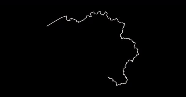 Belgium White Line Border Animation Screen Glitch Three Color Flag — стоковое видео