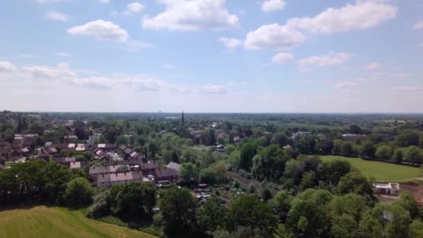 Drone Flying Urban Landscape Alderley Edge Cheshire Showing Suburban Greenbelt — Video Stock