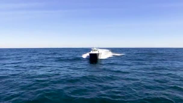 Fast Boat Driving Open Ocean Blue Water — Stok video