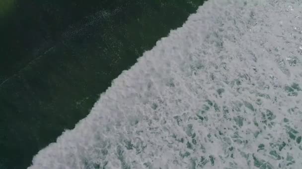 Top Aerial View Wave Coming Beach Diagonally — Stockvideo