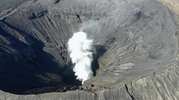 Stunning Aerial Video Mouth Bromo Volcano East Java Indonesia — стокове відео