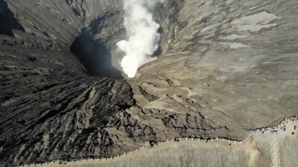 Stunning Aerial Video Mouth Bromo Volcano East Java Indonesia — Stockvideo