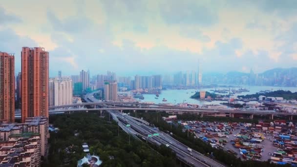 Aerial View Hong Kong Lai Chi Kok Park Lingnan Garden — Stock video