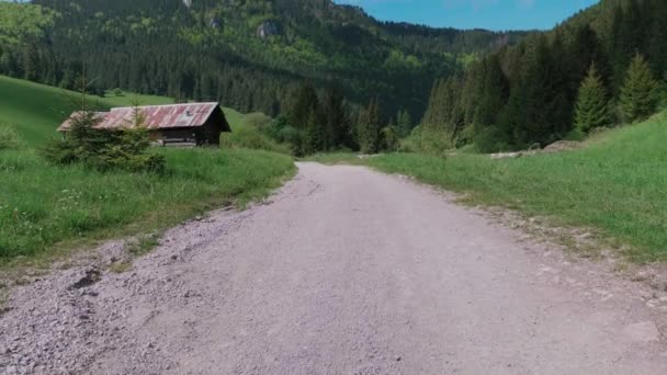 Slovakya Daki Velka Fatra Milli Parkı Nın Dağlarıyla Çevrili Kırsal — Stok video