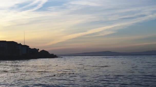 Sunset Monterey Bay Coast Guard Pier Beautiful Summer Dat — Stok Video
